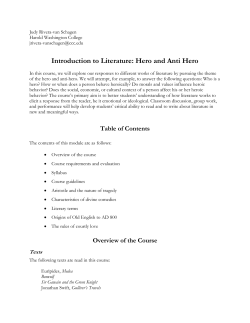Introduction to Literature: Hero and Anti Hero