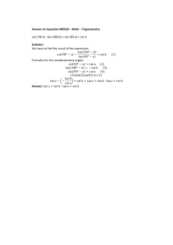 Answer on Question #40518 &ndash; Math &ndash; Trigonometry cot ( 90-a)