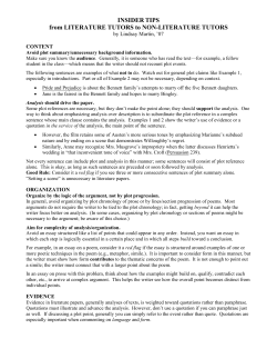 INSIDER TIPS from LITERATURE TUTORS to NON