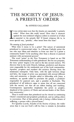 The Society of Jesus: A Priestly Order
