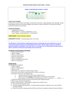 NATURAL HISTORY EXAM #1 STUDY GUIDE