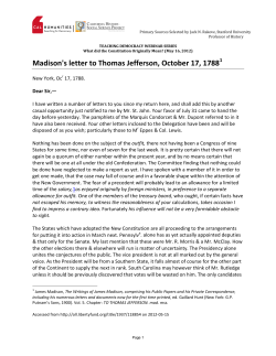 James Madison`s Letter to Thomas Jefferson, October 17, 1788, from