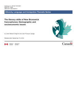 The literacy skills of New Brunswick francophones: Demographic