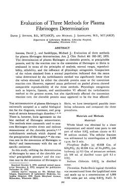 Evaluation of Three Methods for Plasma Fibrinogen Determination