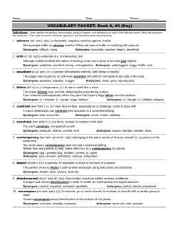 VOCABULARY PACKET: Book A, #3 (Key)