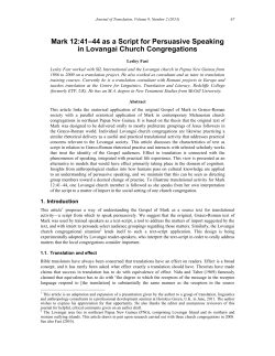 Mark 12:41-44 as a Script for Persuasive Speaking in Lovangai