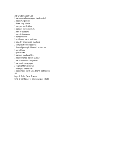 3rd Grade Supply List 3 packs notebook paper (wide ruled) 3 packs