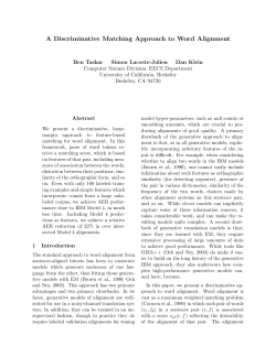A Discriminative Matching Approach to Word Alignment