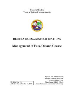 Management of Fats, Oil and Grease