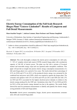 Electric Energy Consumption of the Full Scale Research Biogas