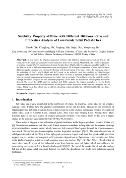 Solubility Property of Brine with Different Dilutions Ratio