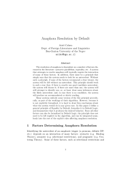 Anaphora Resolution by Default