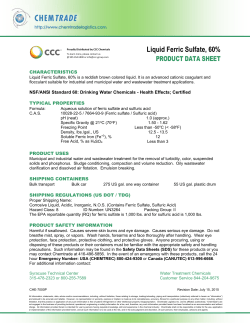 Liquid Ferric Sulfate, 60% - Canada Colors and Chemicals Limited