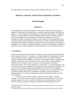 Reductio, Coherence, and the Myth of Epistemic Circularity Tomoji