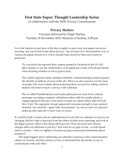 Hugh Mackay AO Speech - Information and Privacy Commission