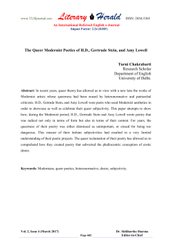 The Queer Modernist Poetics of HD, Gertrude Stein