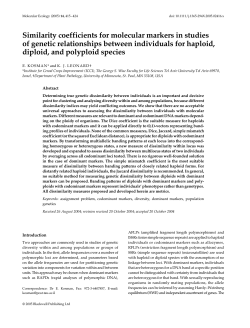 Similarity coefficients for molecular markers in studies of