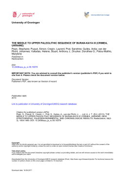 THE MIDDLE TO UPPER PALEOLITHIC SEQUENCE OF
