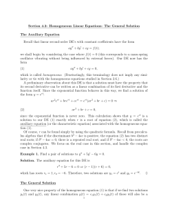 Section 4.2: Homogeneous Linear Equations: The General Solution