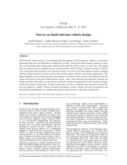 Survey on fault-tolerant vehicle design