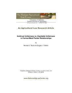 An Agricultural Law Research Article Antitrust Unfairness vs