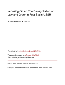 The Renegotiation of Law and Order In Post