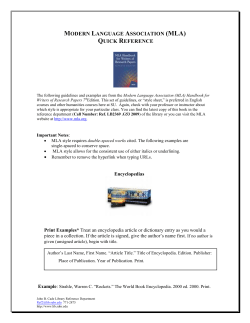 MLA Quick Reference - John B. Cade Library
