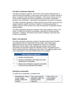 The Sales Comparison Approach The sales