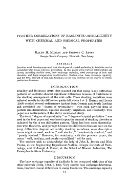 further correlations of kaolinite crystallinity with chemical and