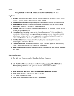 Chapter 15 Section 1, The Annexation of Texas, P. 314