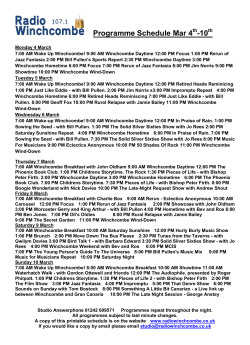 Programme Schedule Mar 4 -10