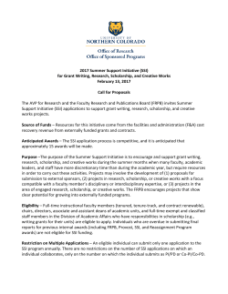 2017 Summer Support Initiative (SSI) for Grant Writing, Research