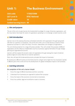 Unit 1: The Business Environment - Edexcel