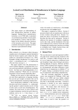 Lexical Level Distribution of Metadiscourse in Spoken Language