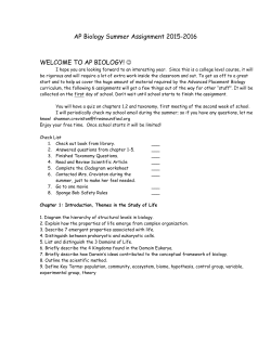 AP Biology Summer Assignment 2008-2009