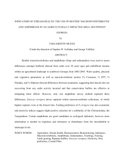 indicators of stream health: the use of benthic macroinvertebrates