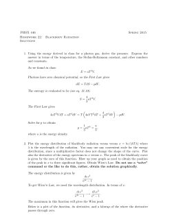 PHSX 446 Spring 2015 Homework 22: Blackbody Radiation