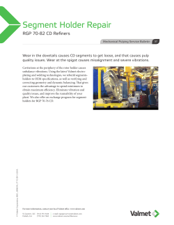Segment Holder Repair - RGP 70-82 CD Refiners
