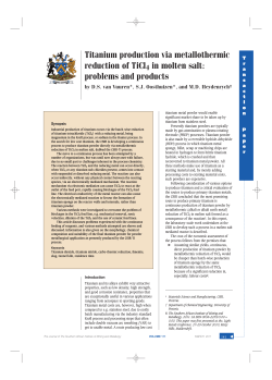 Titanium production via metallothermic reduction of TiCl4 in molten