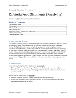 Cafeteria Food Shipments (Receiving)