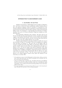 INTRODUCTION TO JEAN BURIDAN`S LOGIC 1. Jean Buridan: Life