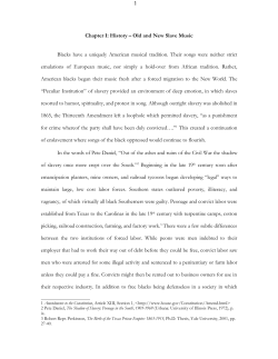 Chapter I: History &ndash; Old and New Slave Music