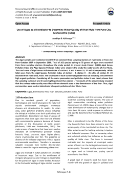 Use of Algae as a Bioindicator to Determine Water Quality of River