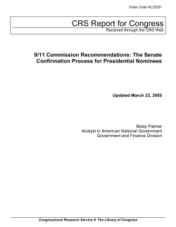9/11 Commission Recommendations: The Senate Confirmation