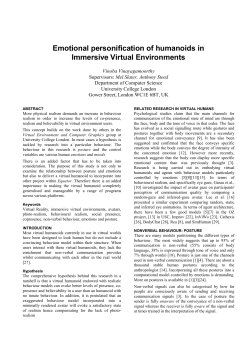 Emotional personification of humanoids in Immersive Virtual