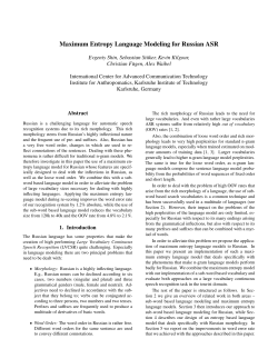 Maximum Entropy Language Modeling for Russian ASR