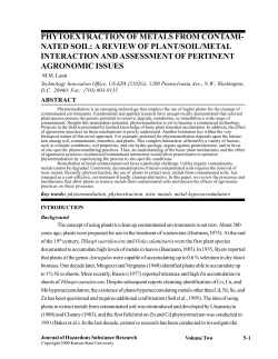 Phytoextraction of Metals from Contaminated Soil