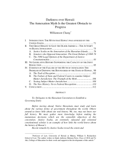 Darkness over Hawaii: The Annexation Myth Is the Greatest