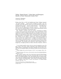 Telling &ldquo;Spatial Stories&rdquo;: Urban Space and