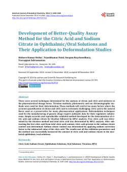 Development of Better-Quality Assay Method for the Citric Acid and